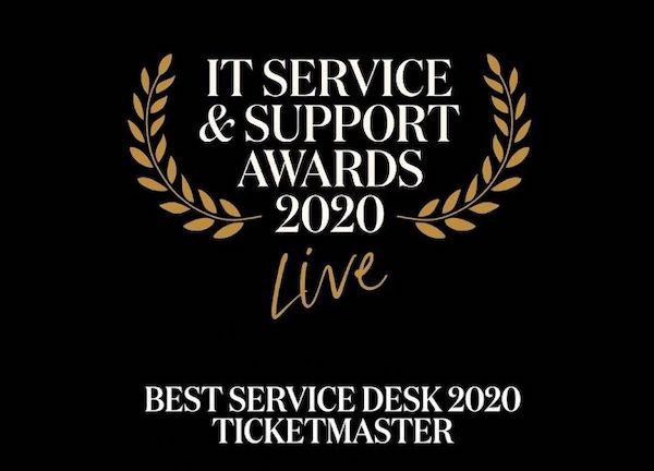 Ticketmaster vinner ”Best Service Desk” på ”IT Service & Support Awards 2020”