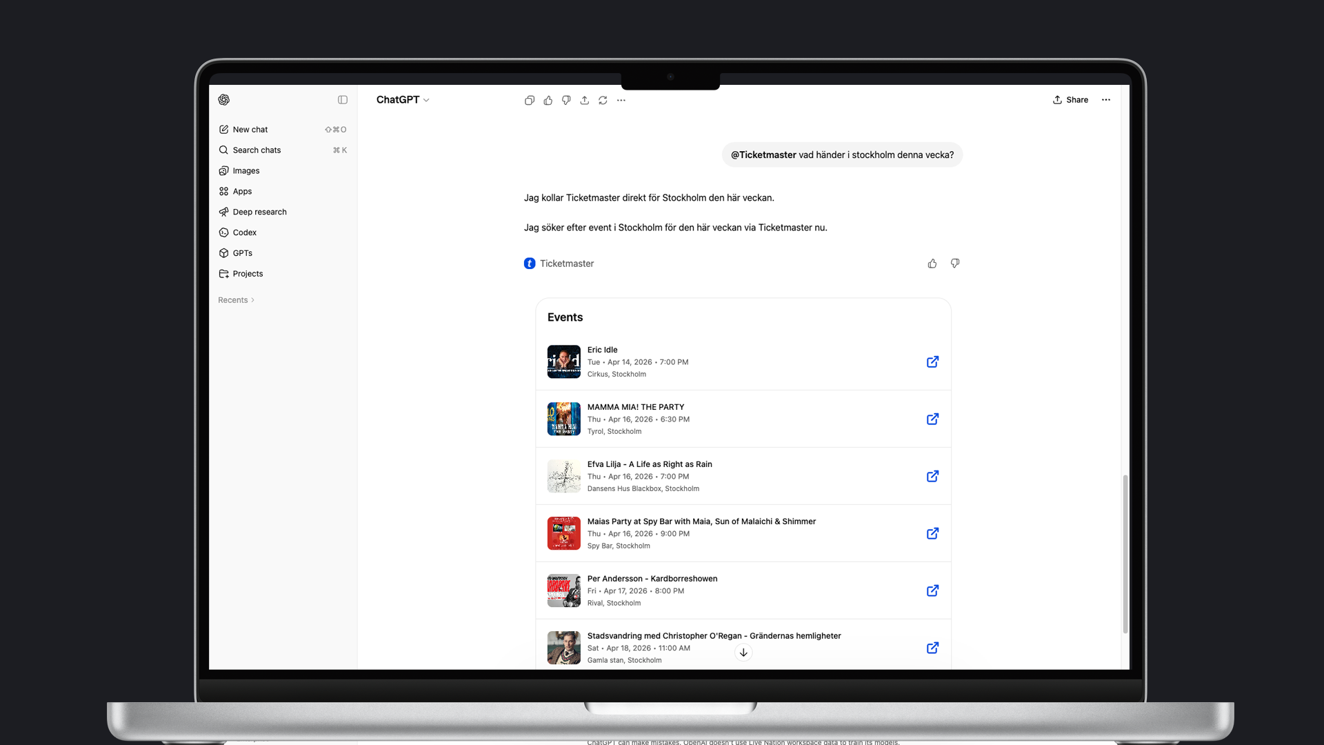 Chat GPT Ticketmaster